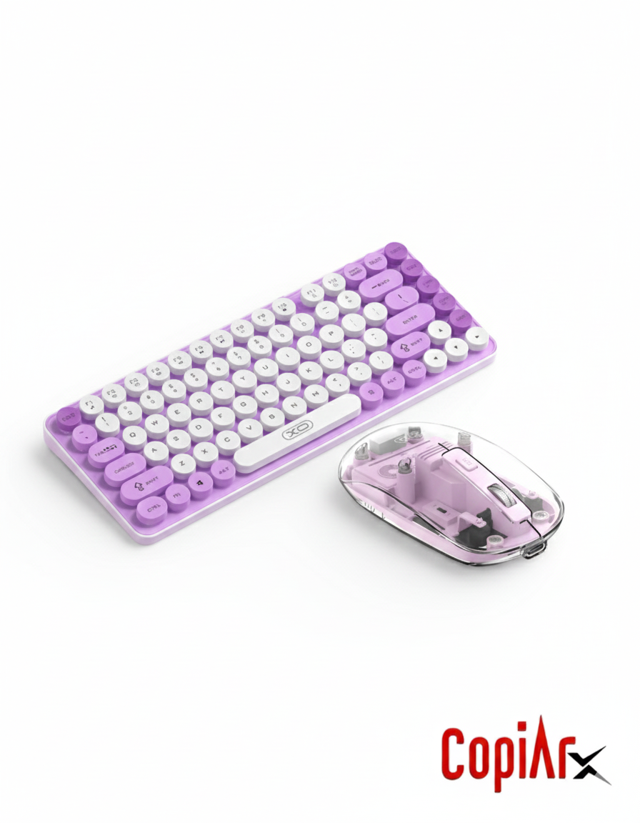 TECLADO WIRELESS/BT 80% XO-KB-12 + MOUSE WIRELESS BT TRANSPARENTE