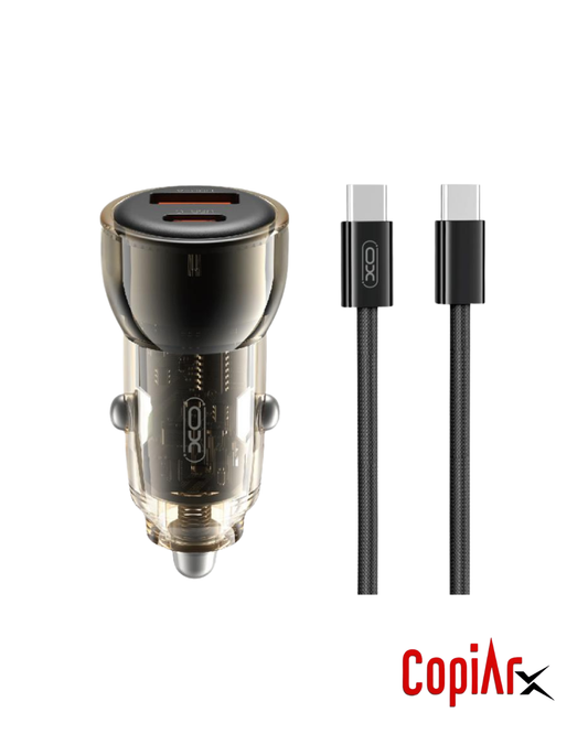 CARGADOR P/AUTO USB + TIPO C CON CABLE